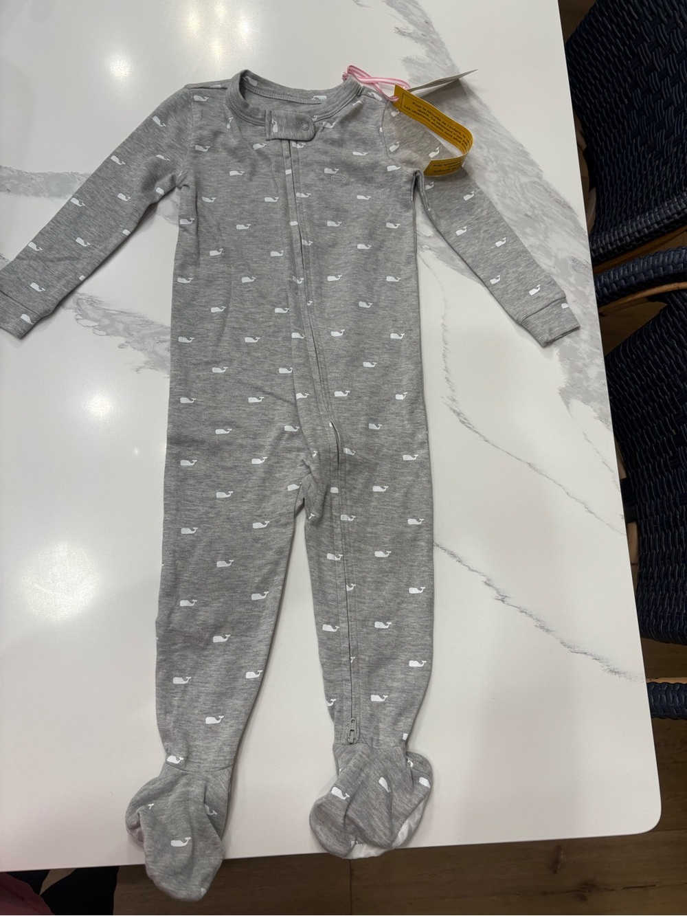 Vineyard Vines Gray Whale Print Footed Pajamas